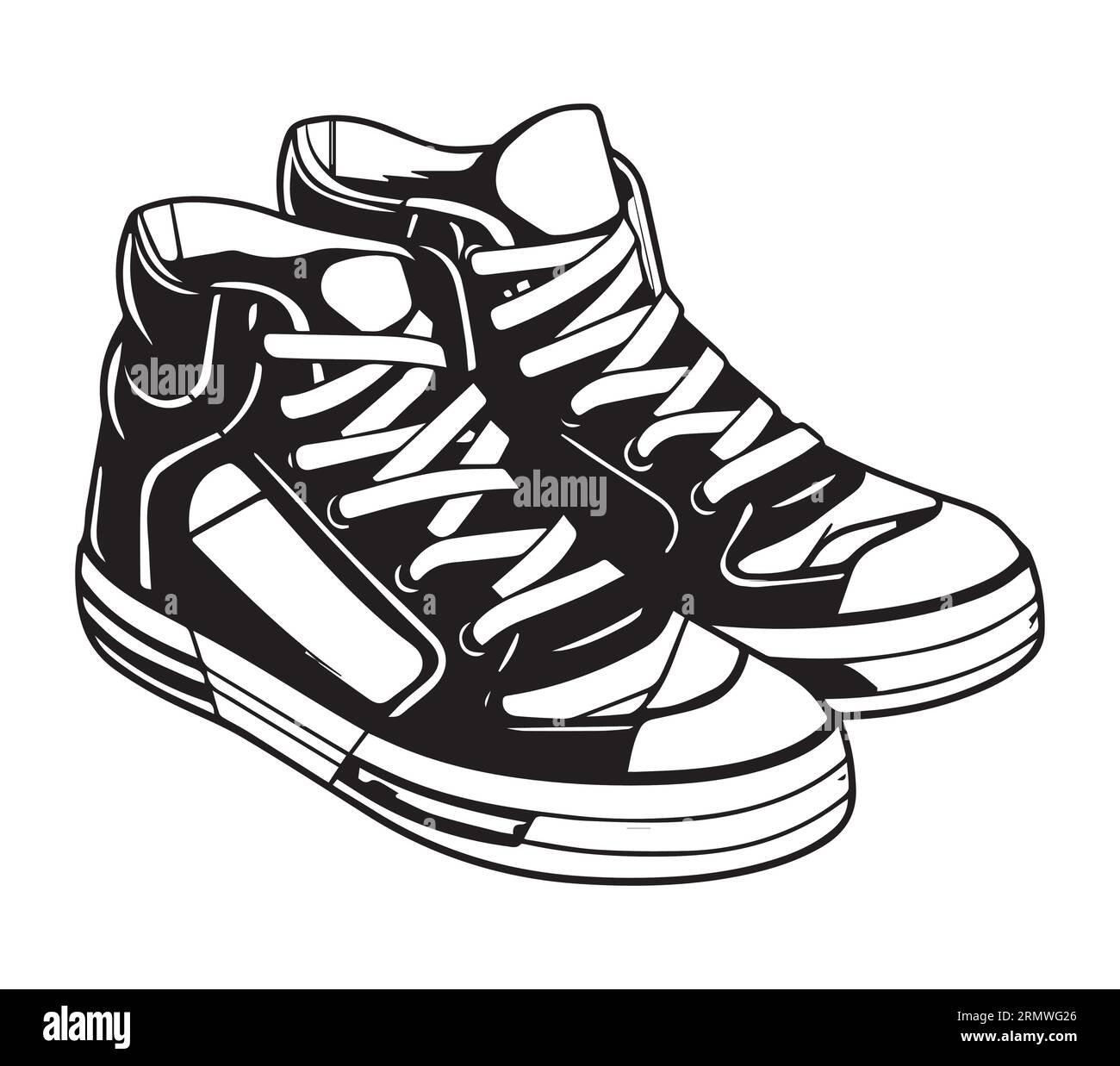 vector illustration of black and white sneakers Stock Vector Image ...