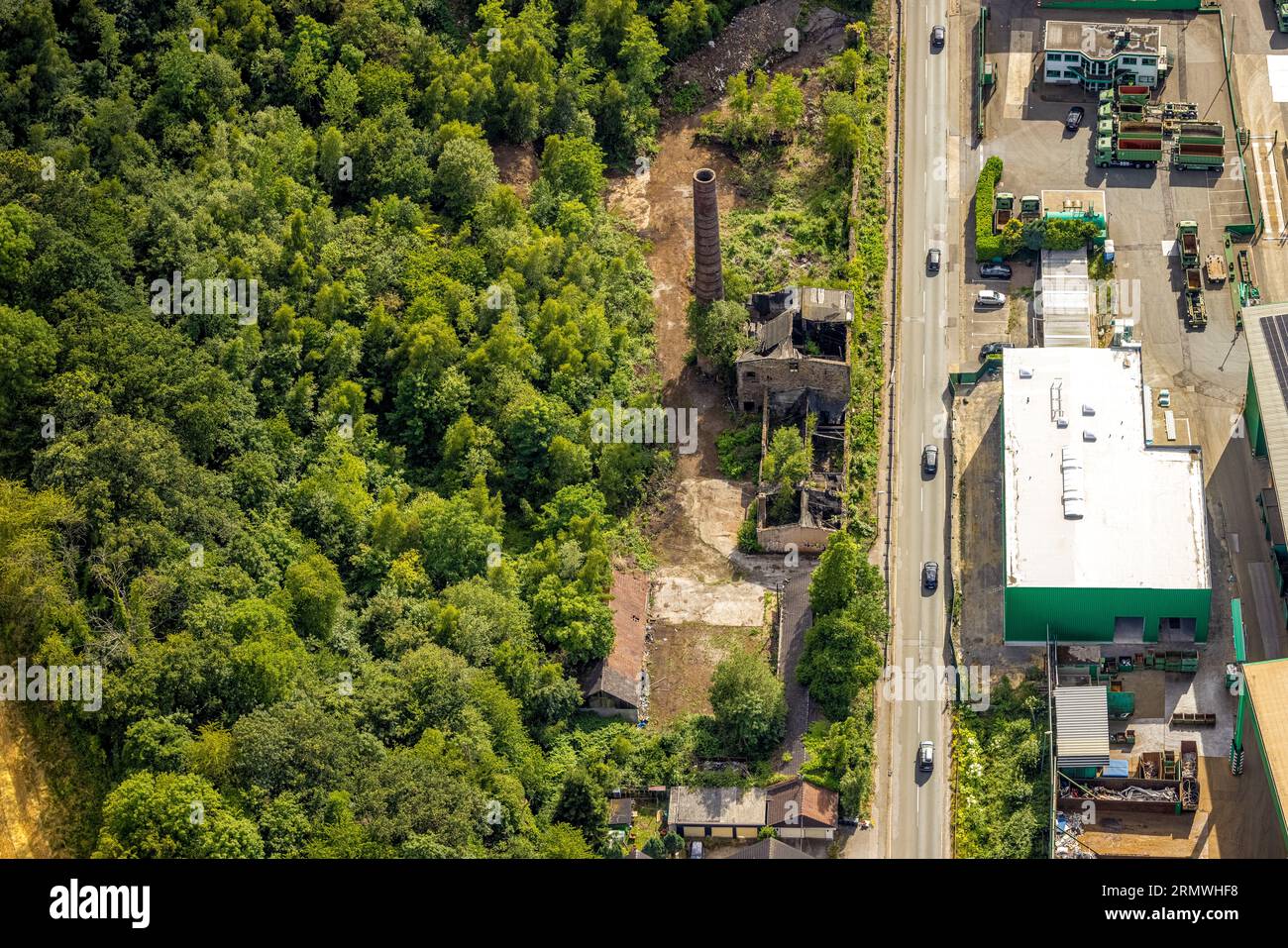 Aerial view, Bötzel scrap dealer, Wittener Straße, former brickyard Herbede, Westherbede, Witten, Ruhr area, North Rhine-Westphalia, Germany, DE, Euro Stock Photo