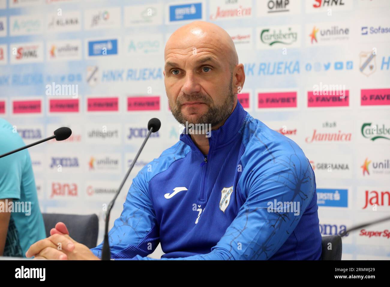 Rijeka, Croatia. 30th Aug, 2023. Players of HNK Rijeka during the training  session at HNK Rijeka Stadium in Rijeka, Croatia, on August 30, 2023. ahead  of the UEFA Conference League playoff 2nd