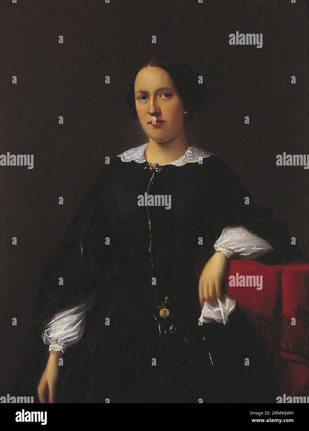 Portret van een vrouw 1860 by Leendert de Koningh Stock Photo