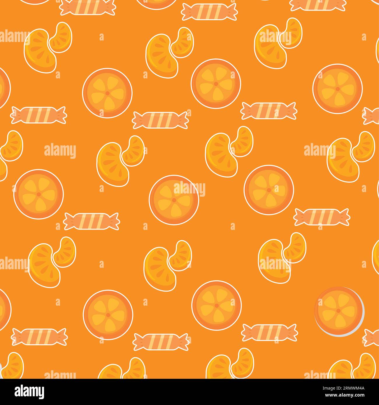 Colored seamless pattern background with orange candies Vector Stock Vector