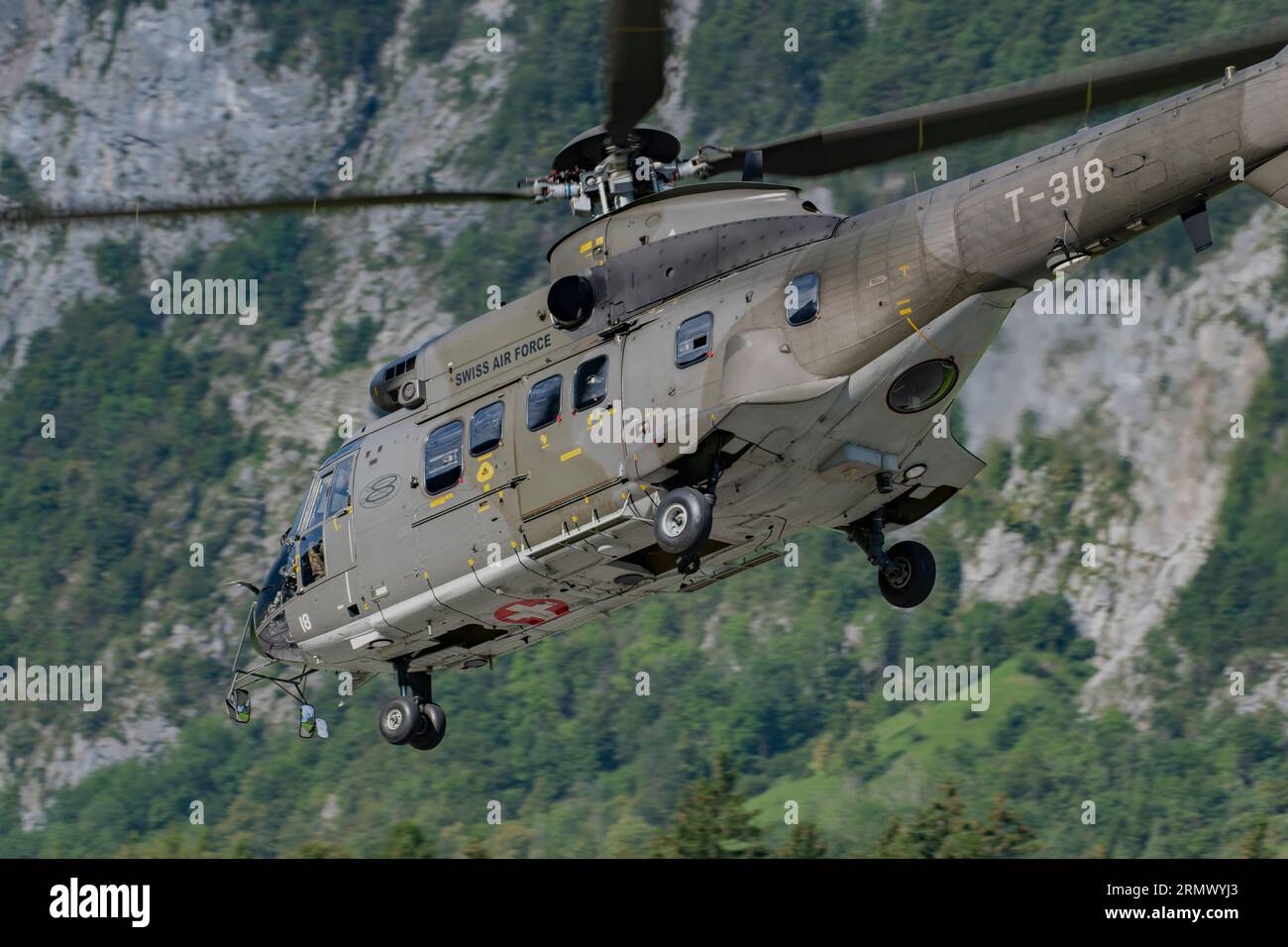 Eurocopter AS332 Super Puma at Zigairmeet Air Show 2023 in Mollis, Switzerland Stock Photo