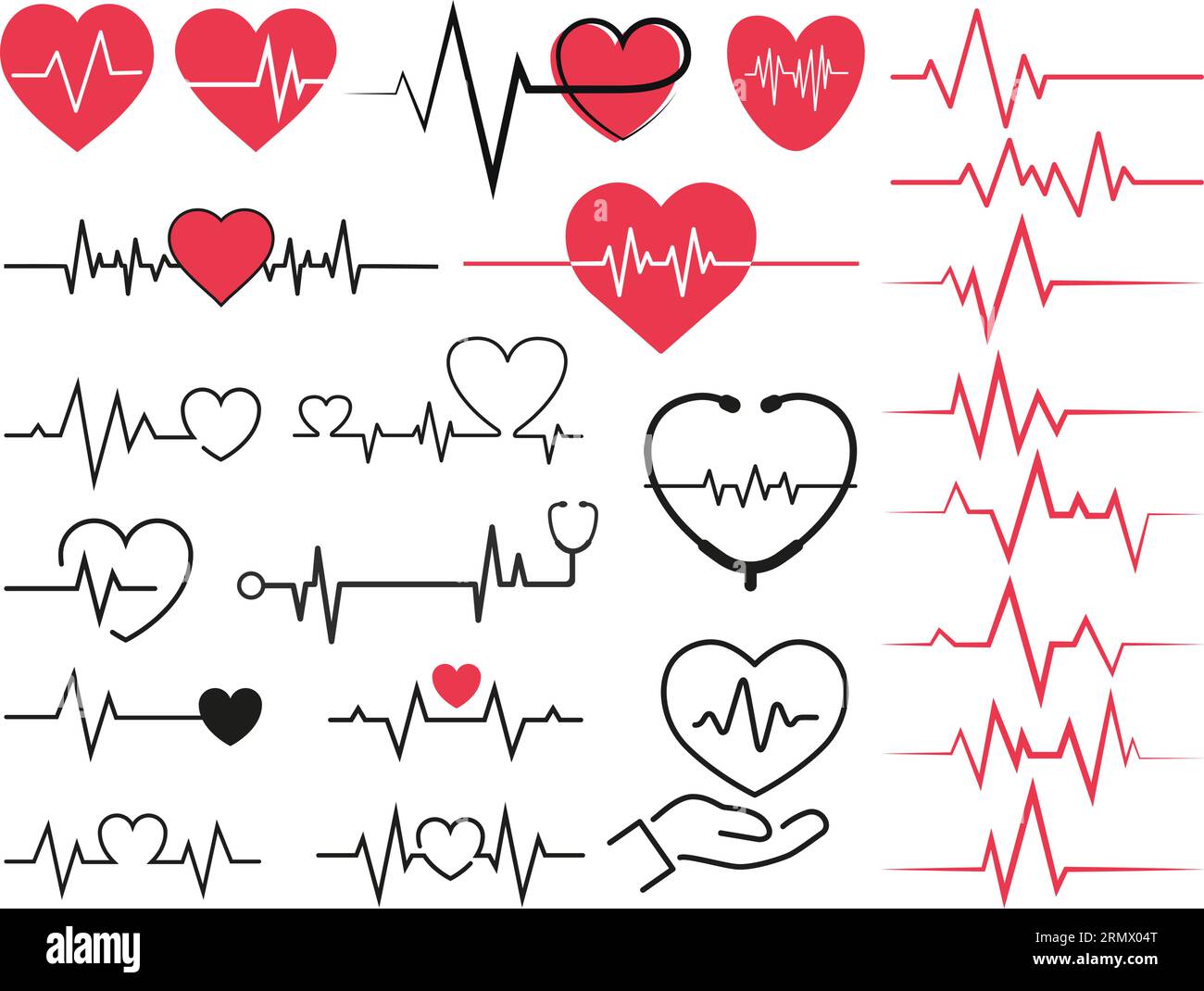 Heartbeat Healthy Line ECG Vetor Stock Vector