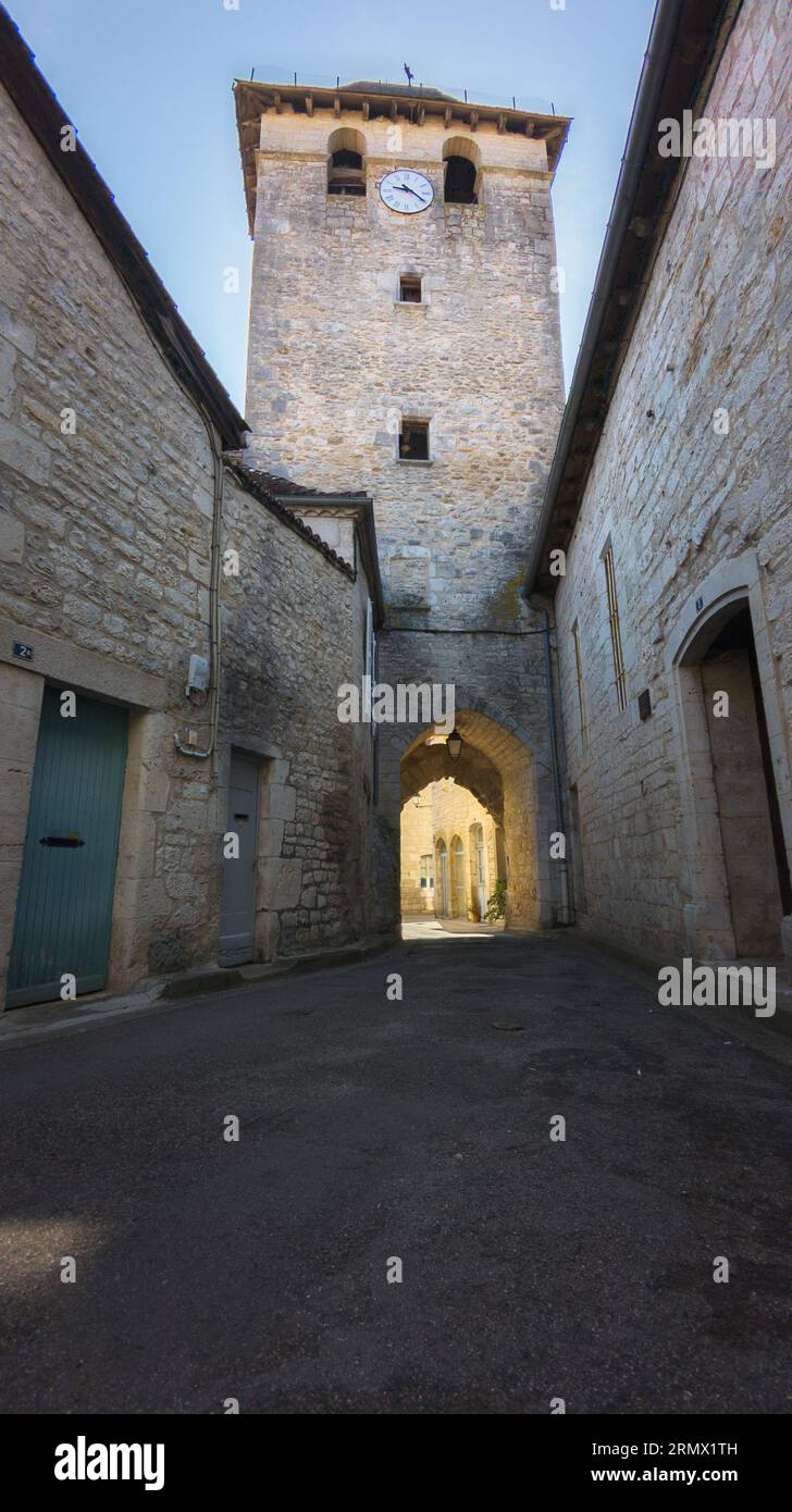 The beauty of the historic narrow streets of Gramat, France Stock Photo