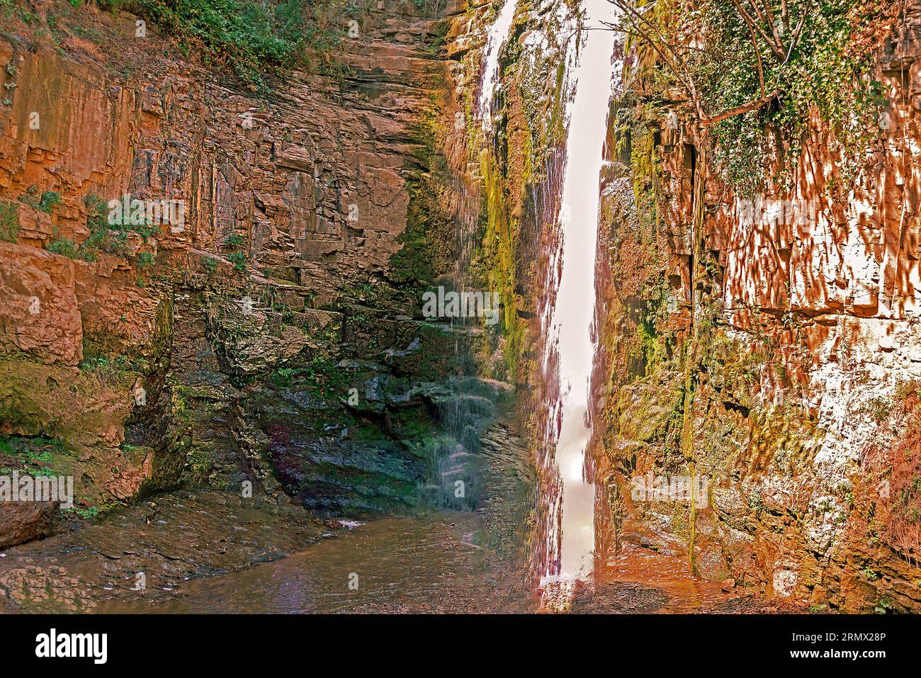 Natural landscape waterfall Leghvtakhevi in Tbilisi capital of Georgia Stock Photo