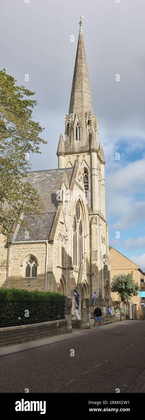 Spire and tower at the Wesley Memorial Methodist Christian church in Oxford, England. Stock Photo