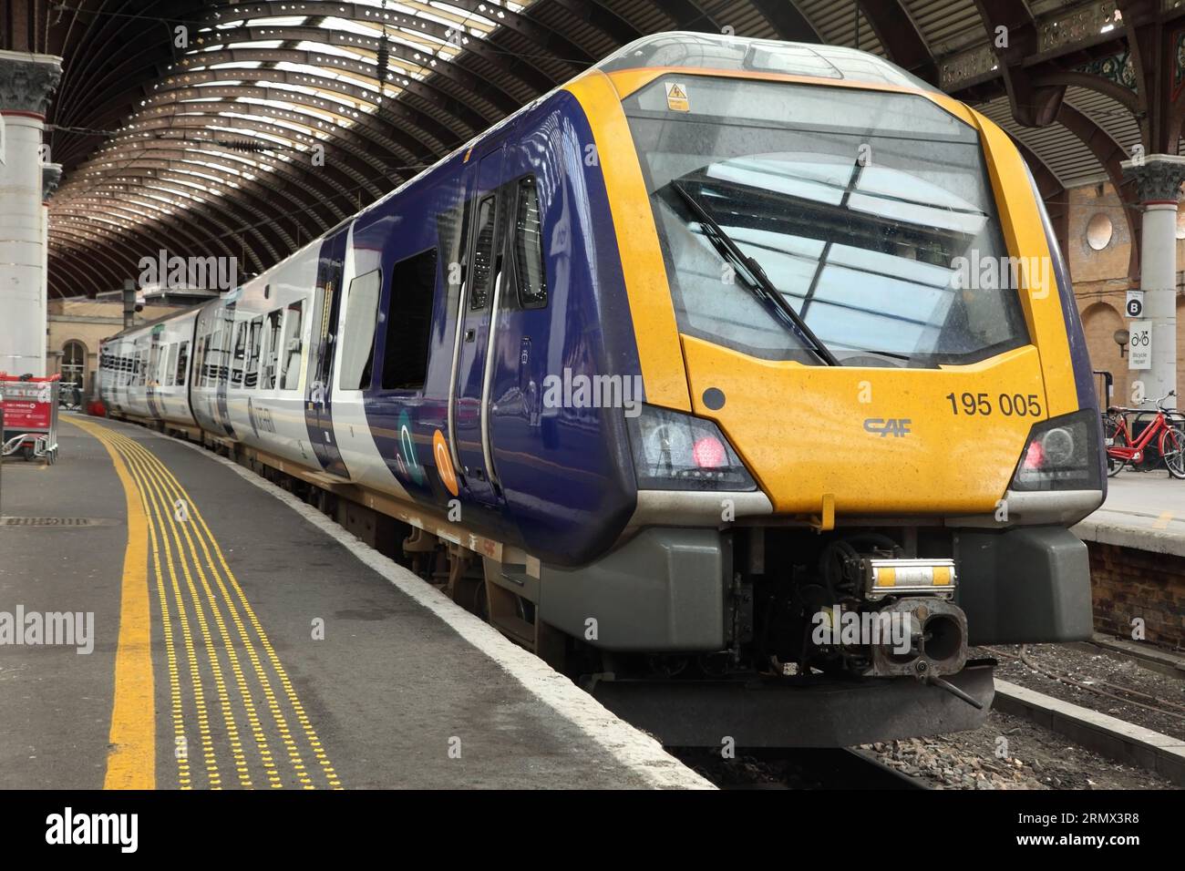 Northern Class 195 CAF-built 'Civity' diesel multiple unit no. 195005 at York station, UK. Stock Photo