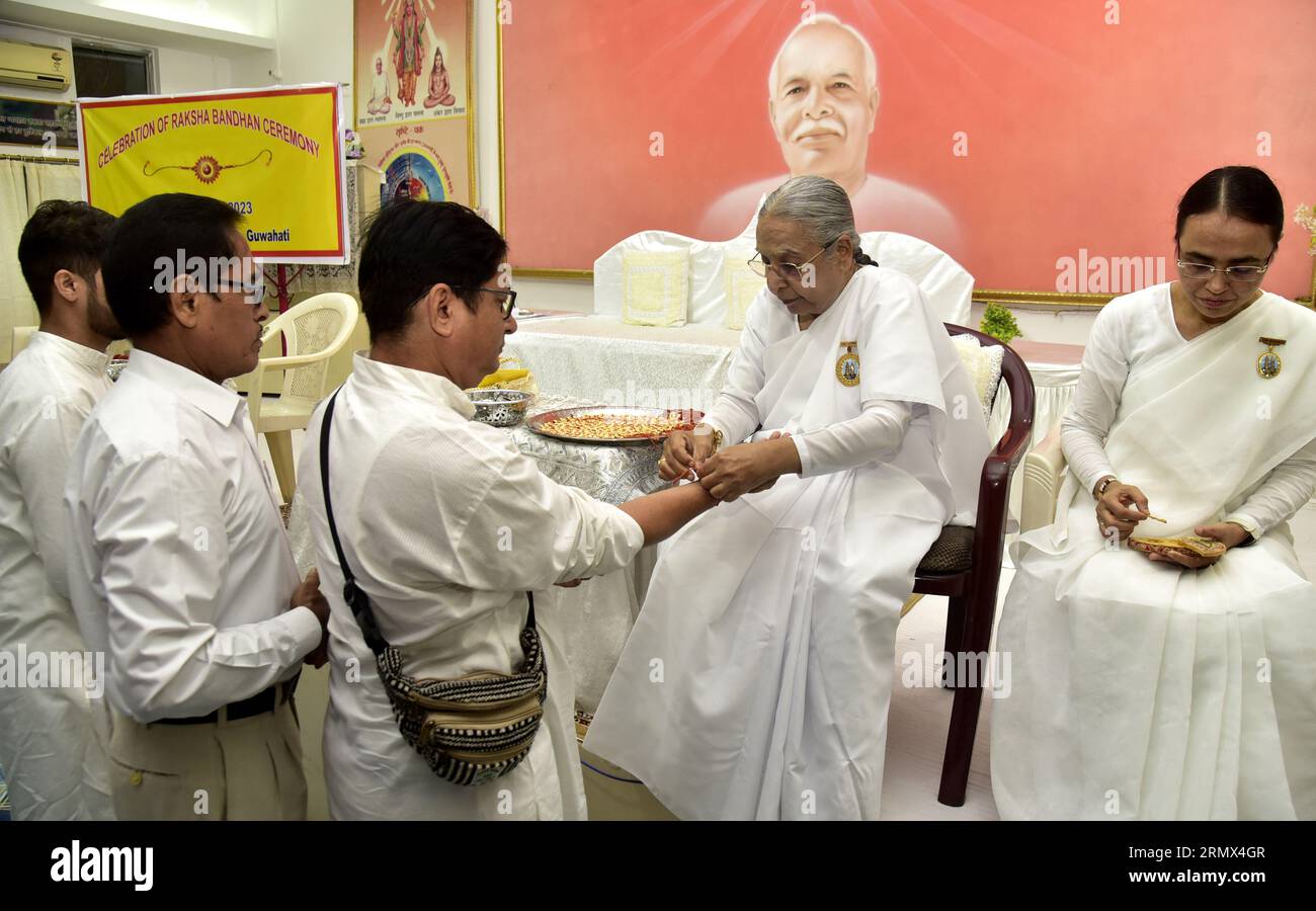 Guwahati, Guwahati, India. 30th Aug, 2023. Brahmakumaris ties rakhis in ...