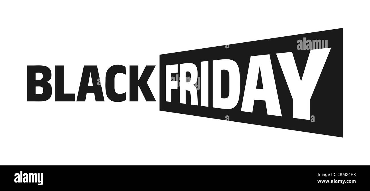 Black and white text black friday with perspective on a white background Stock Vector