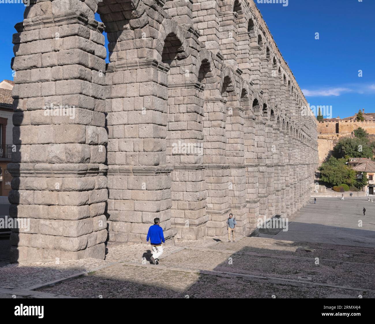 Spain, Castile and Leon, Segovia, Aqueduct of Segovia, a Roman aqueduct with 167 arches built around the first century AD to channel water from spring Stock Photo