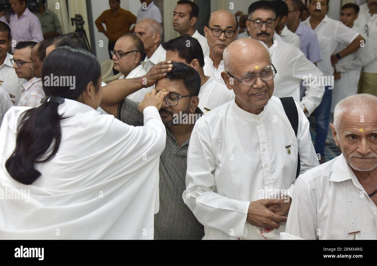 Guwahati, Guwahati, India. 30th Aug, 2023. Brahmakumaris puts tilak on ...