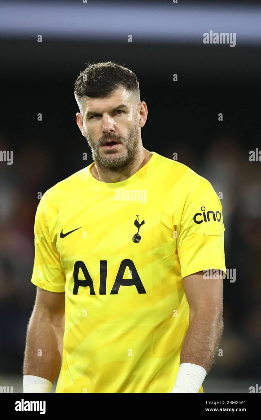 Fraser Forster of Tottenham Hotspur during the Carabao Cup Second Round match between Fulham and Tottenham Hotspur at Craven Cottage, London on Tuesday 29th August 2023. (Photo: Tom West | MI News) Credit: MI News & Sport /Alamy Live News Stock Photo