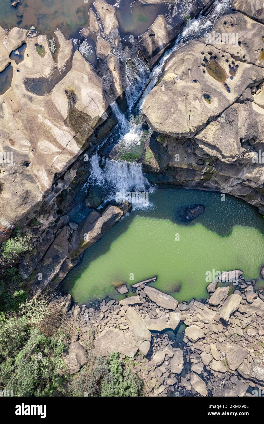 Aerial view of the Karkloof Falls in Howick, KwaZulu Natal, South Africa Stock Photo