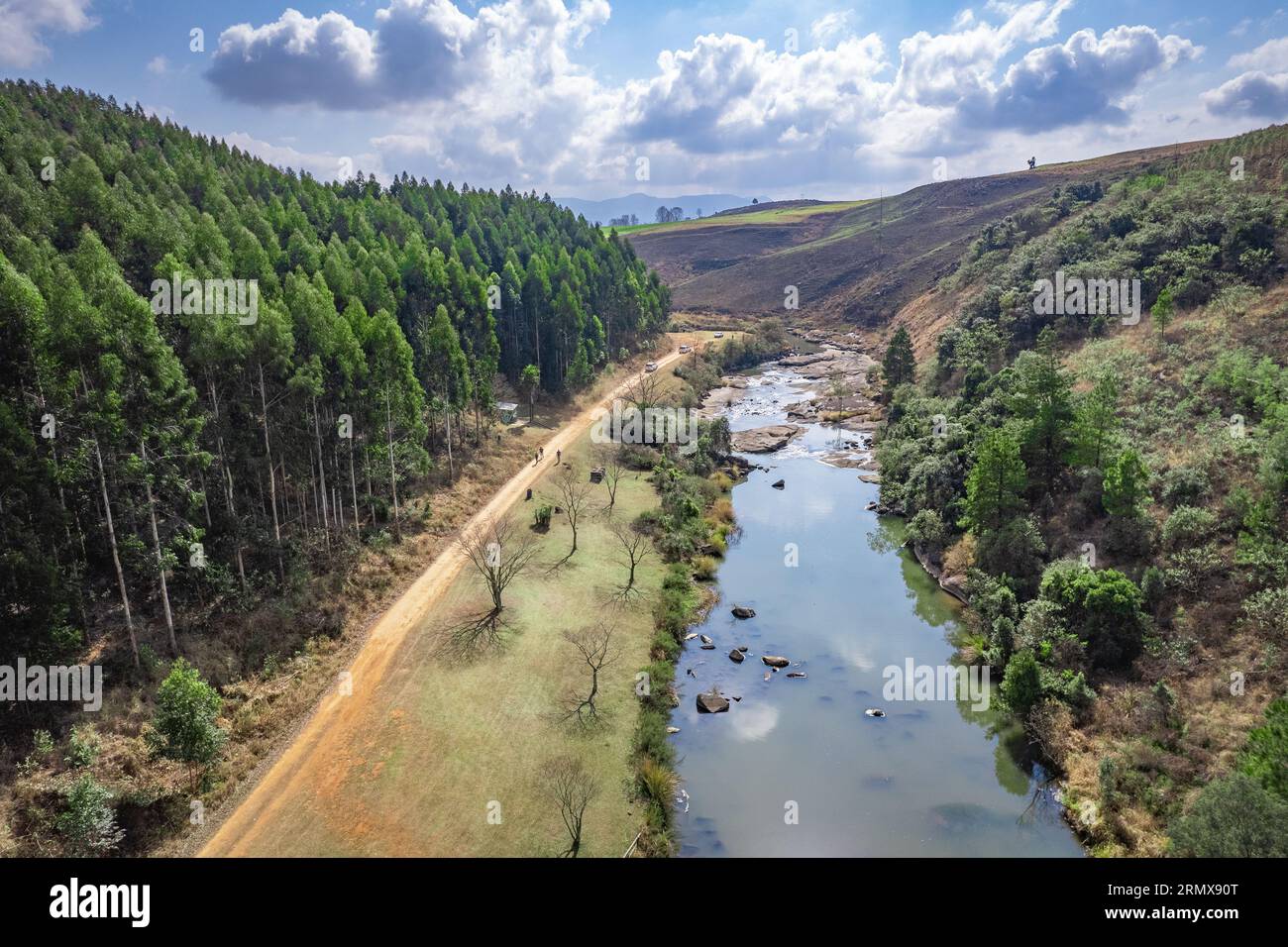 Aerial view of the Karkloof Falls in Howick, KwaZulu Natal, South Africa Stock Photo