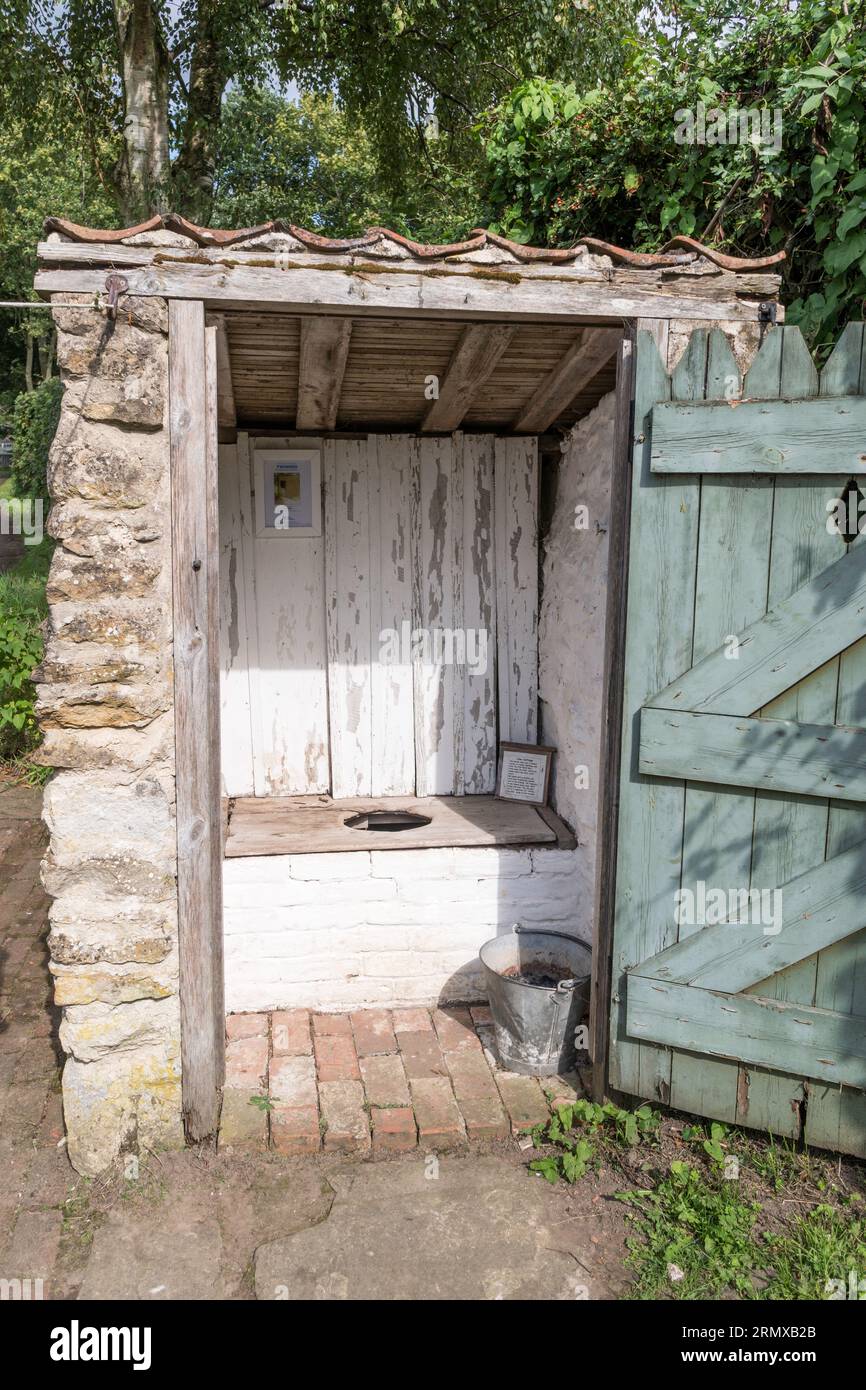 Outside privy or toilet at  Ryedale folk museum, England, UK Stock Photo