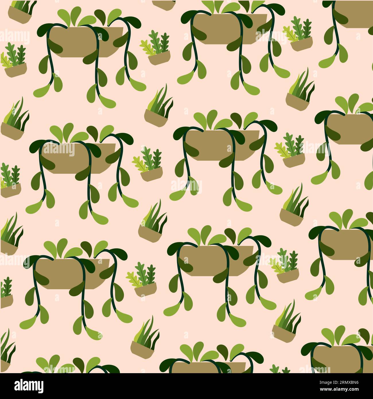 Seamless pattern background with indoor plant icons Vector Stock Vector ...
