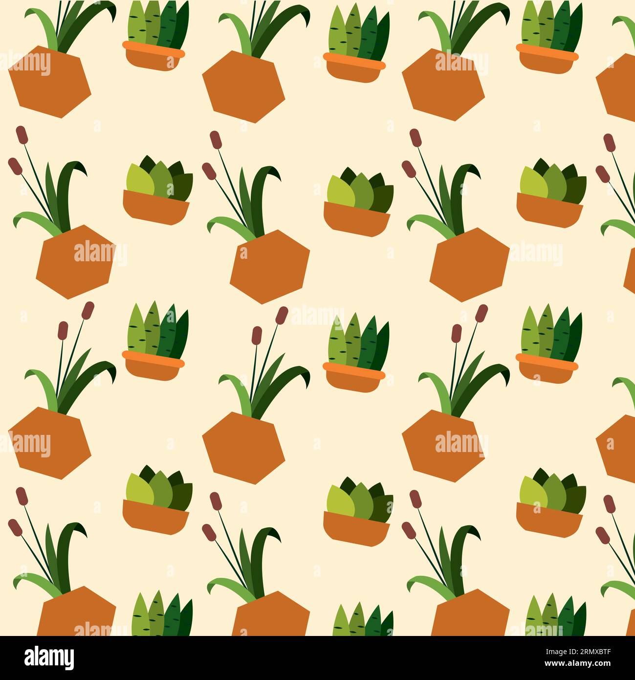 Seamless pattern background with indoor plant icons Vector Stock Vector ...
