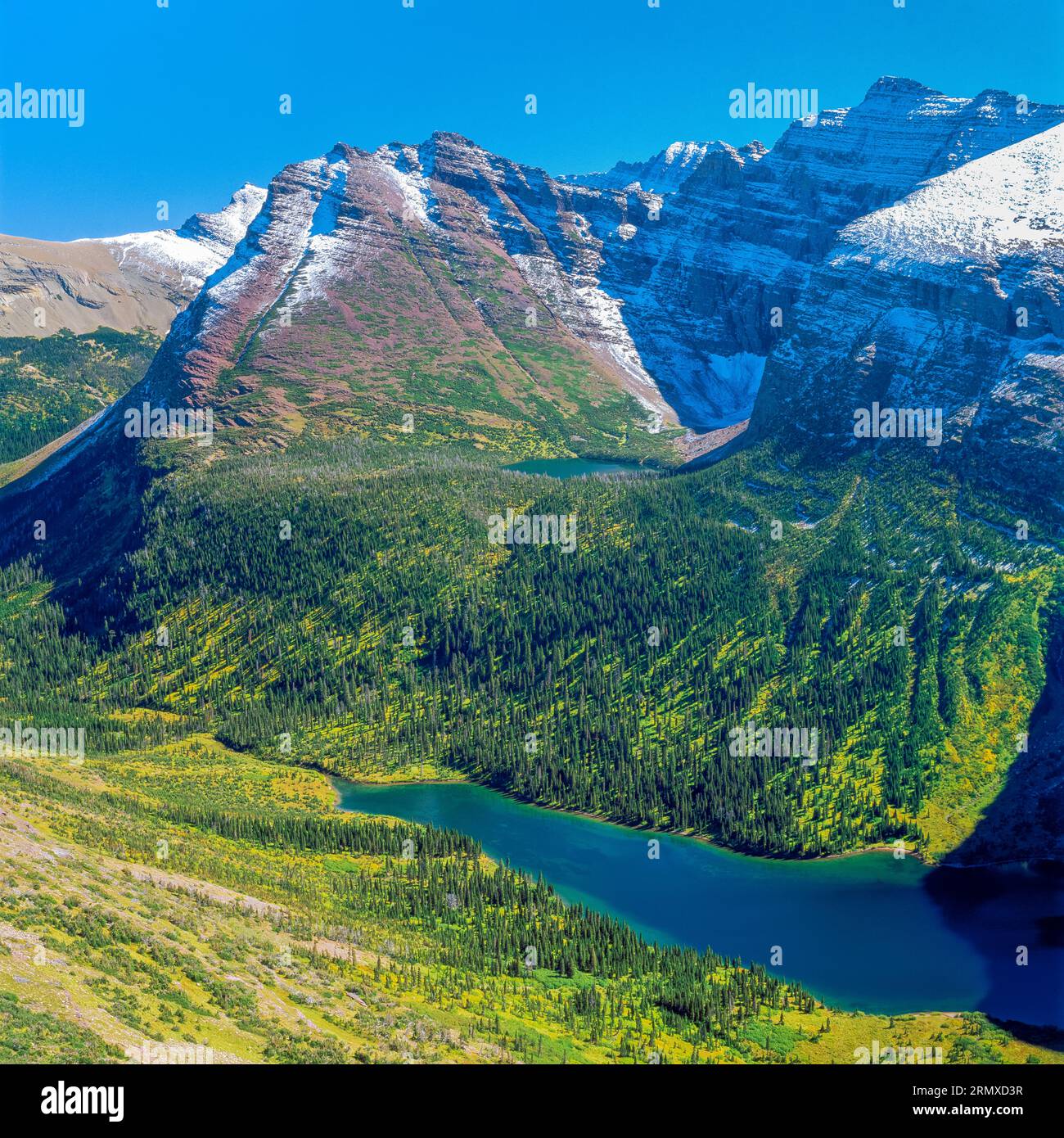 medicine grizzly lake in the cut bank creek valley of glacier national park, montana Stock Photo