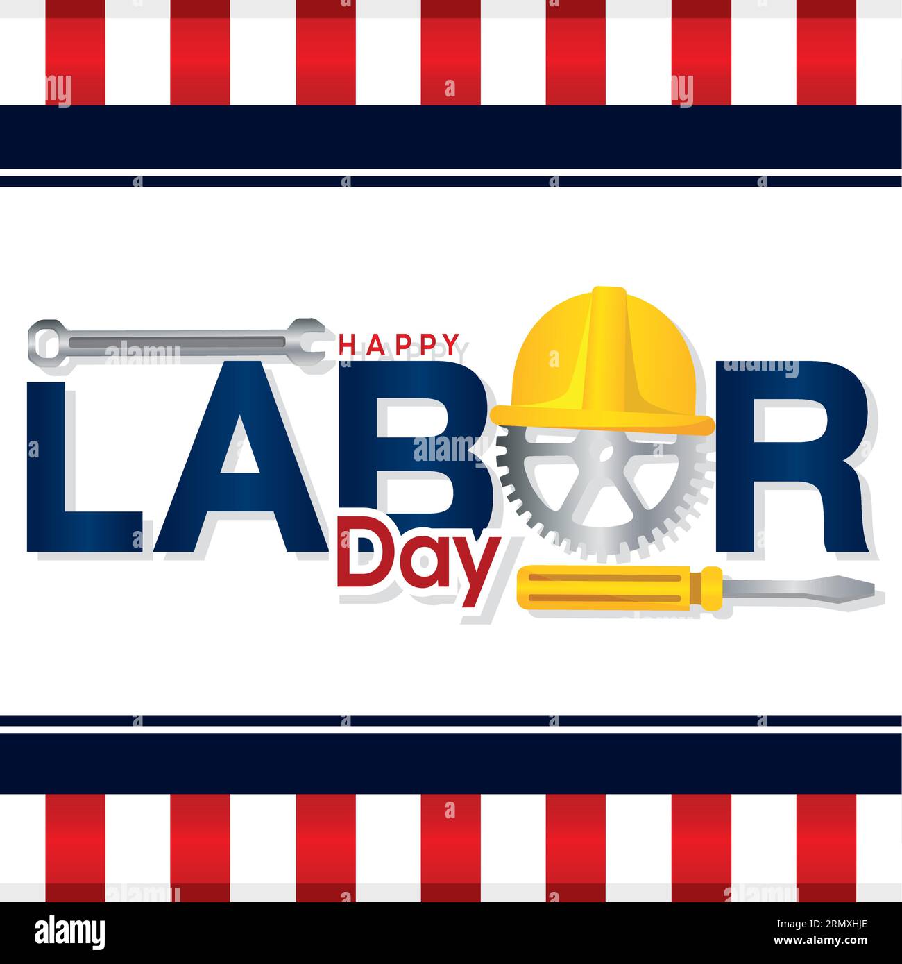 Colored labor day template with construction tools Vector illustration ...