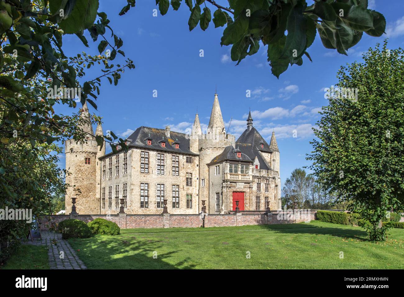 Kasteel van Laarne, medieval 14th -17th century moated castle near Ghent, East-Flanders, Belgium Stock Photo