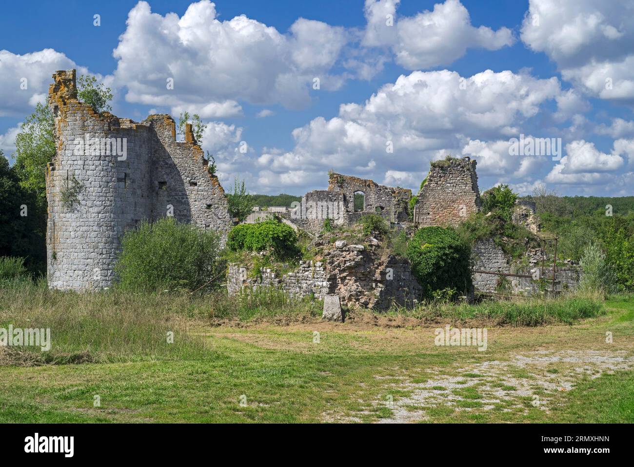 12th century Fagnolle Castle / Château de Fagnolle, medieval ruins near Philippeville, province of Namur, Wallonia, Belgium Stock Photo