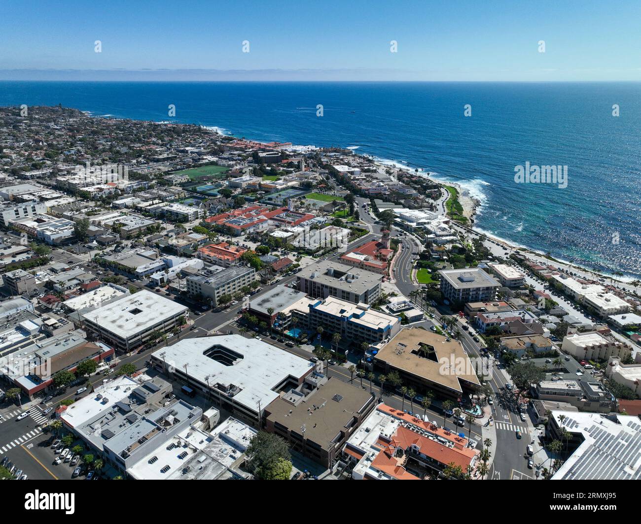 Aerial view of La Jolla town and beach in San Diego California. travel ...