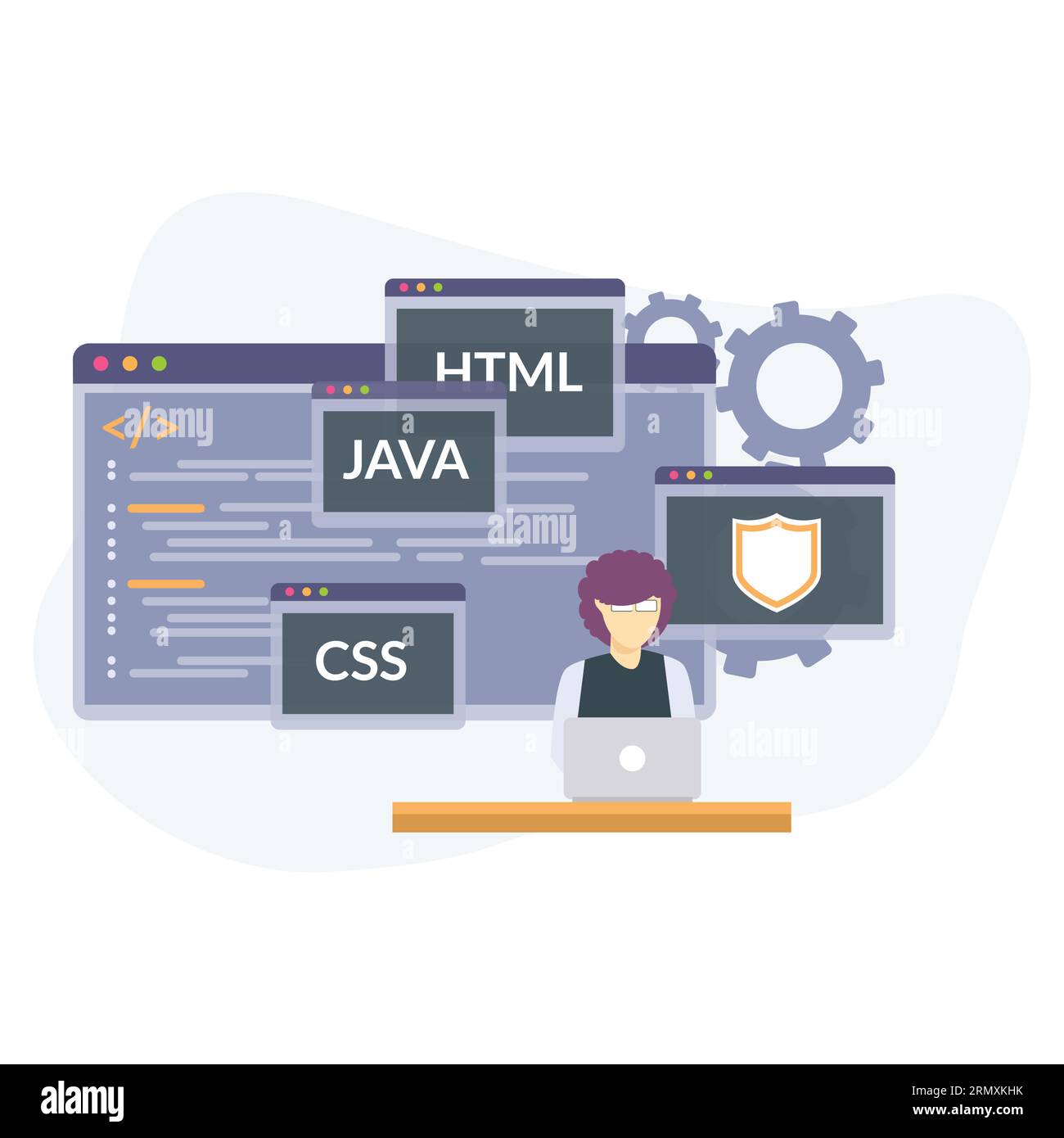 coding illustration with html css java Stock Vector