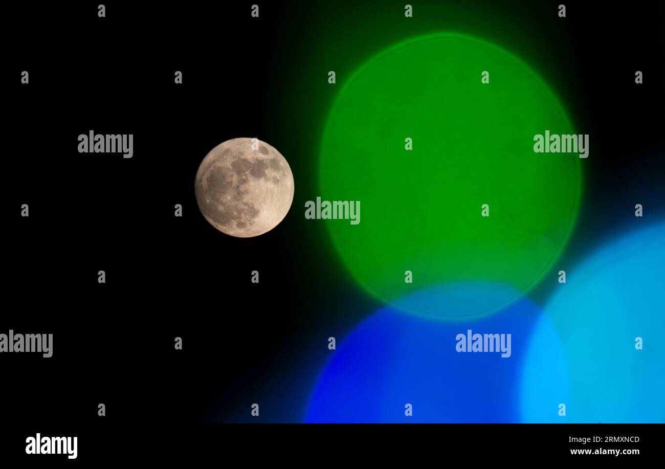 Super Blue Moon rises over Guwahati city, on 30 August 2023 in Guwahati