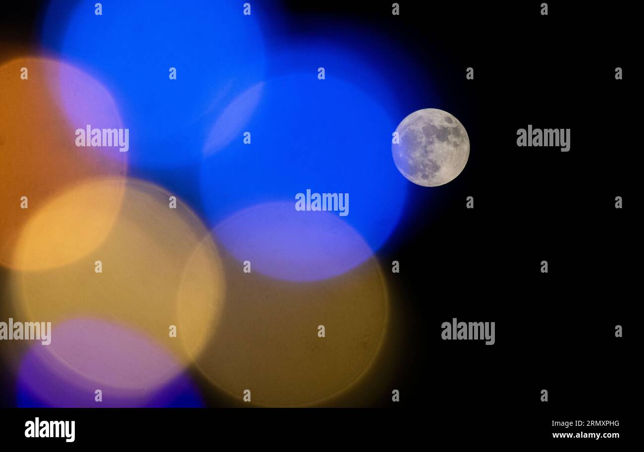 Super Blue Moon rises over Guwahati city, on 30 August 2023 in Guwahati