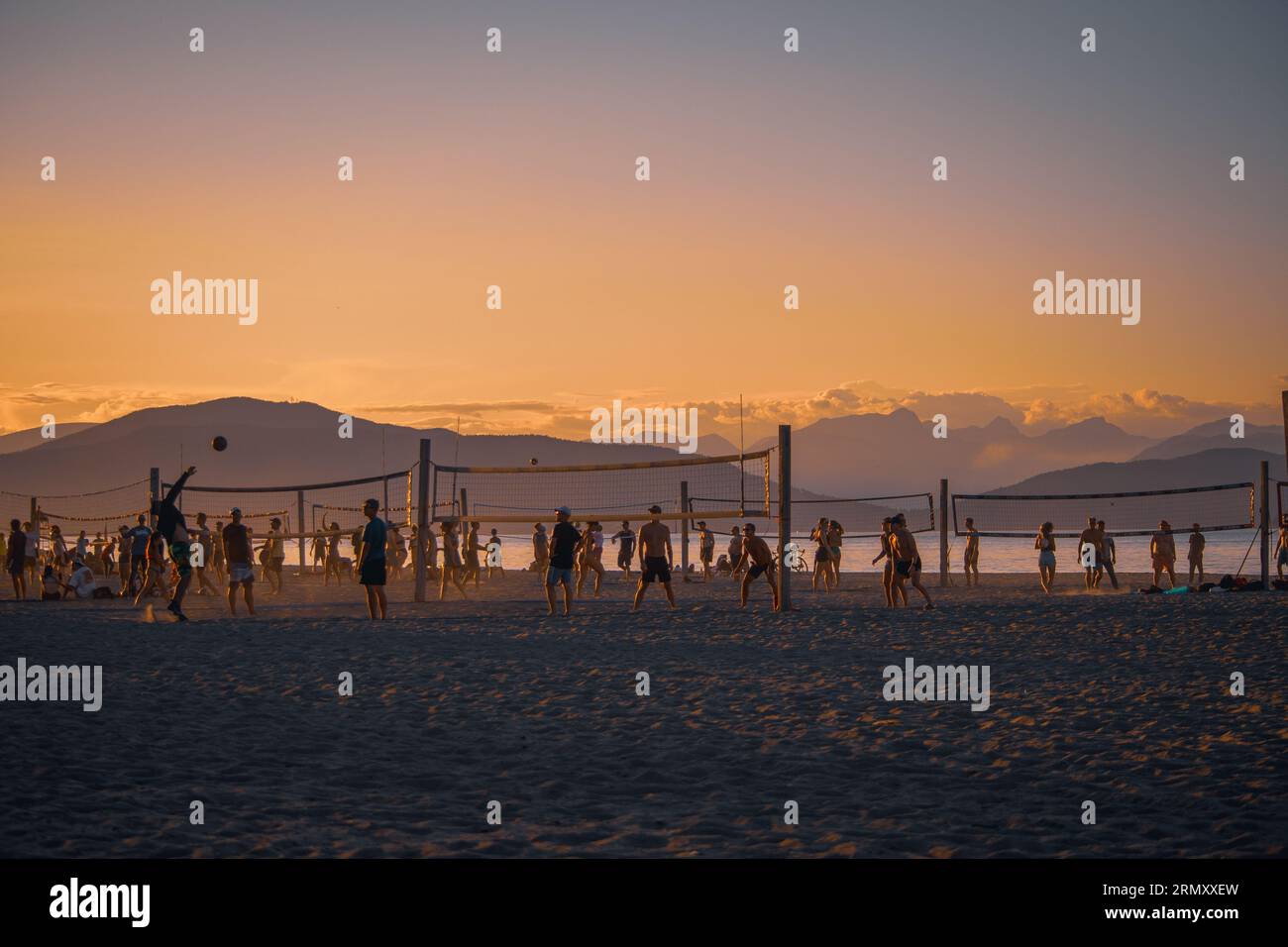 Spanish Banks Beach Volleyball Sunset Stock Photo Alamy