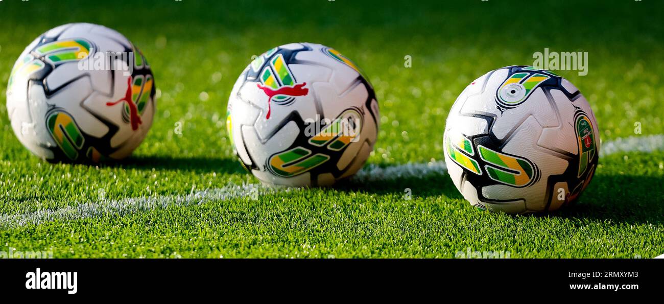 The City Ground, Nottingham, UK. 30th Aug, 2023. EFL Carabao Cup Football, Nottingham Forest versus Burnley; Official Puma Carabao Cup balls left prepared for the pre-match warm-up Credit: Action Plus Sports/Alamy Live News Stock Photo