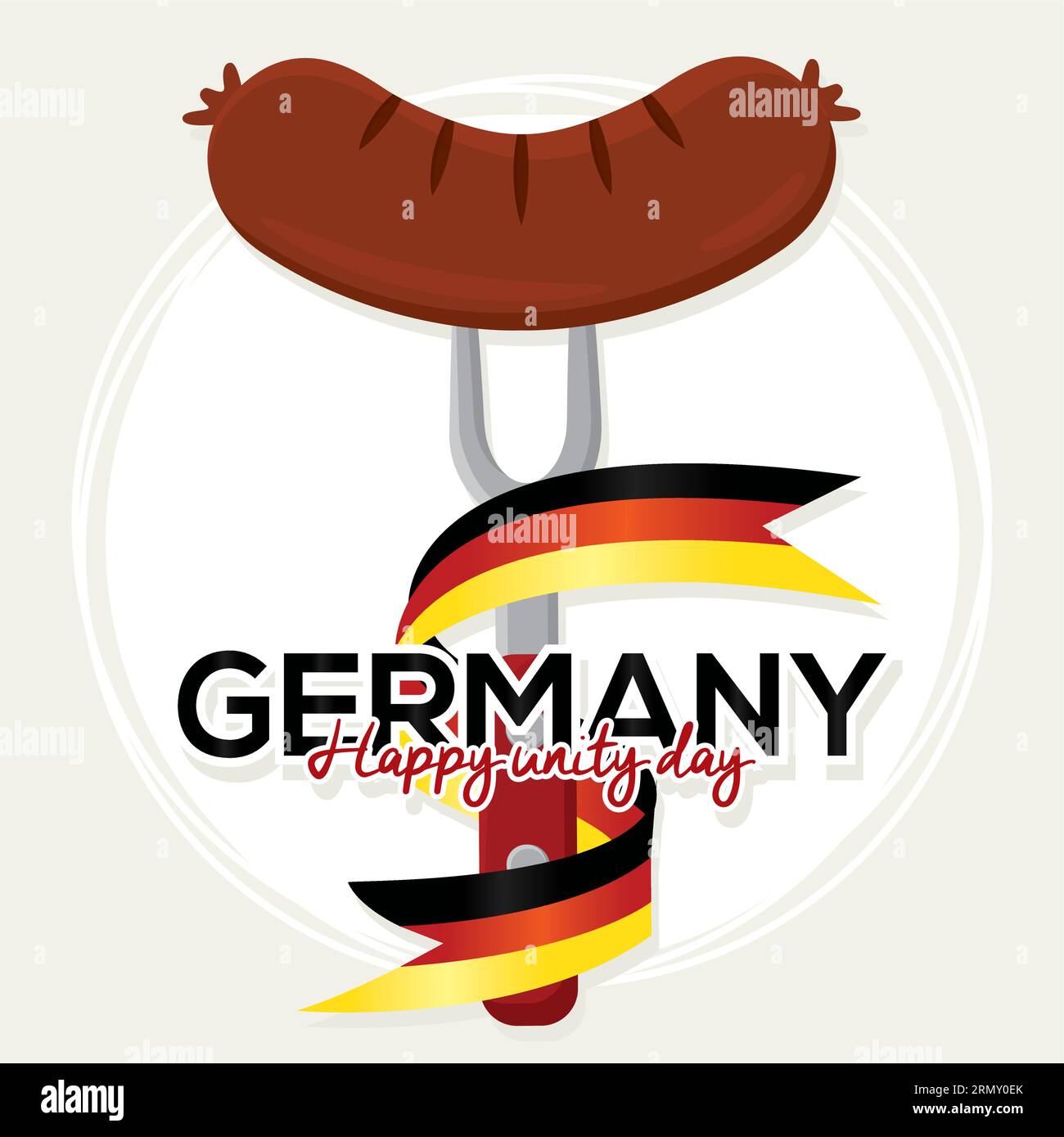 Isolated fork with german sausage and flag of Germany Vector Stock