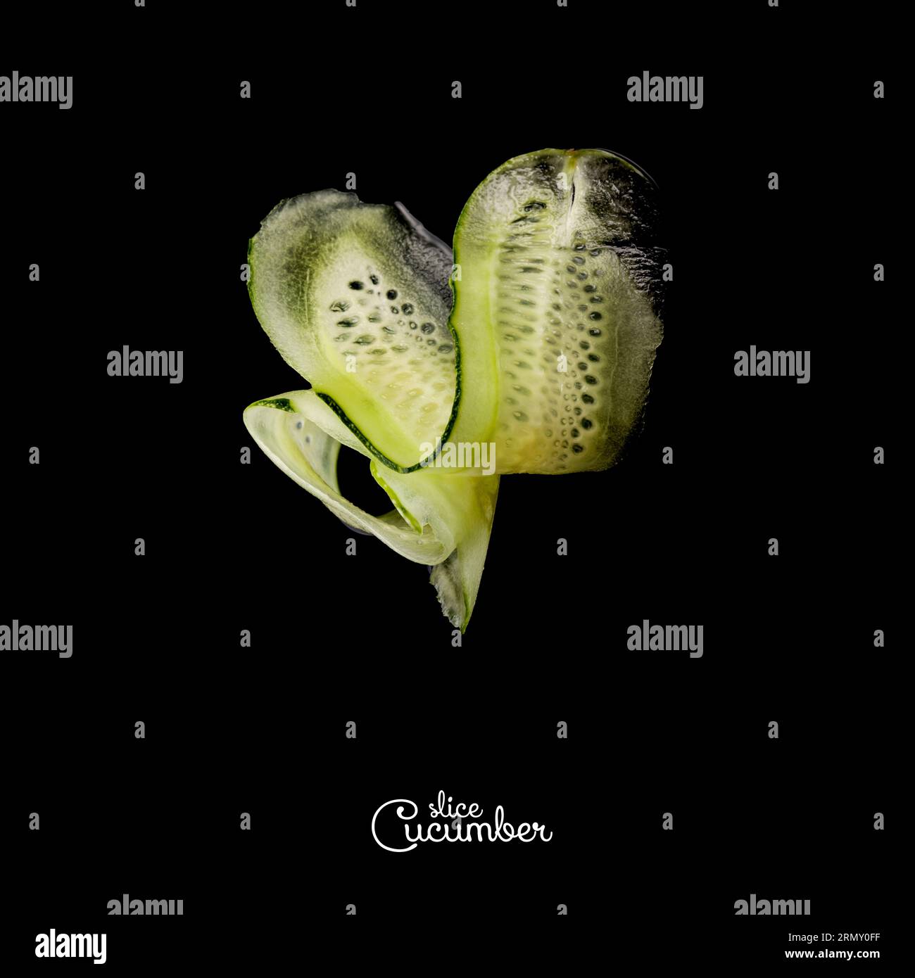 Cucumber slice isolated on black background Stock Photo