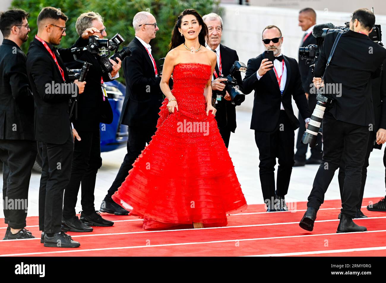 Venice, Italy. August 30, 2023. Patroness Caterina Murino arrives at
