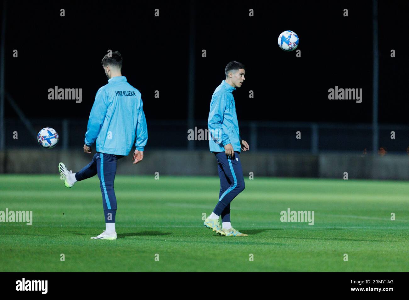 Rijeka, Croatia. 30th Aug, 2023. Players of HNK Rijeka during the training  session at HNK Rijeka Stadium in Rijeka, Croatia, on August 30, 2023. ahead  of the UEFA Conference League playoff 2nd