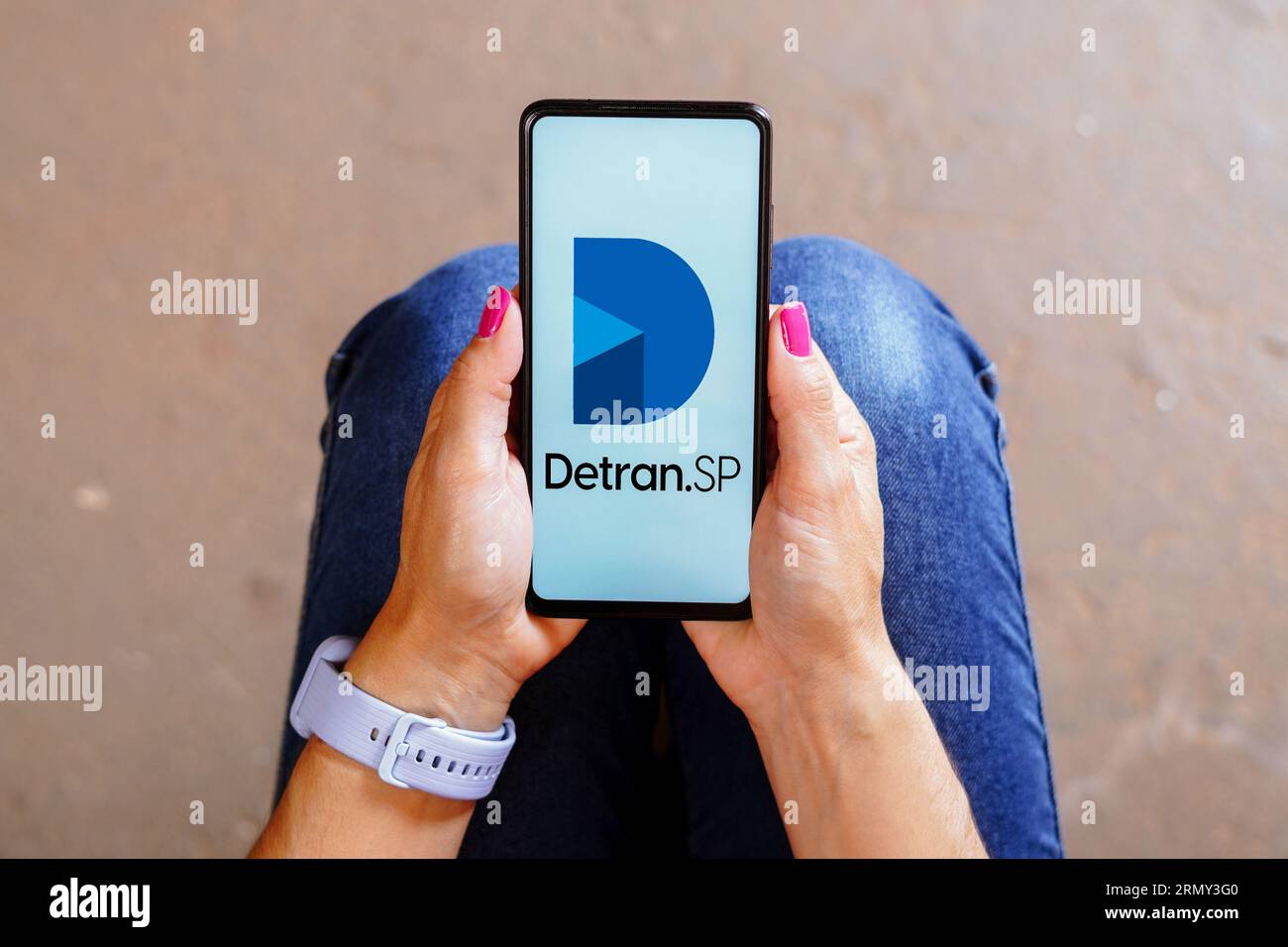 Brazil. 30th Aug, 2023. In this photo illustration, the Detran SP logo is displayed on a smartphone screen. (Credit Image: © Rafael Henrique/SOPA Images via ZUMA Press Wire) EDITORIAL USAGE ONLY! Not for Commercial USAGE! Stock Photo