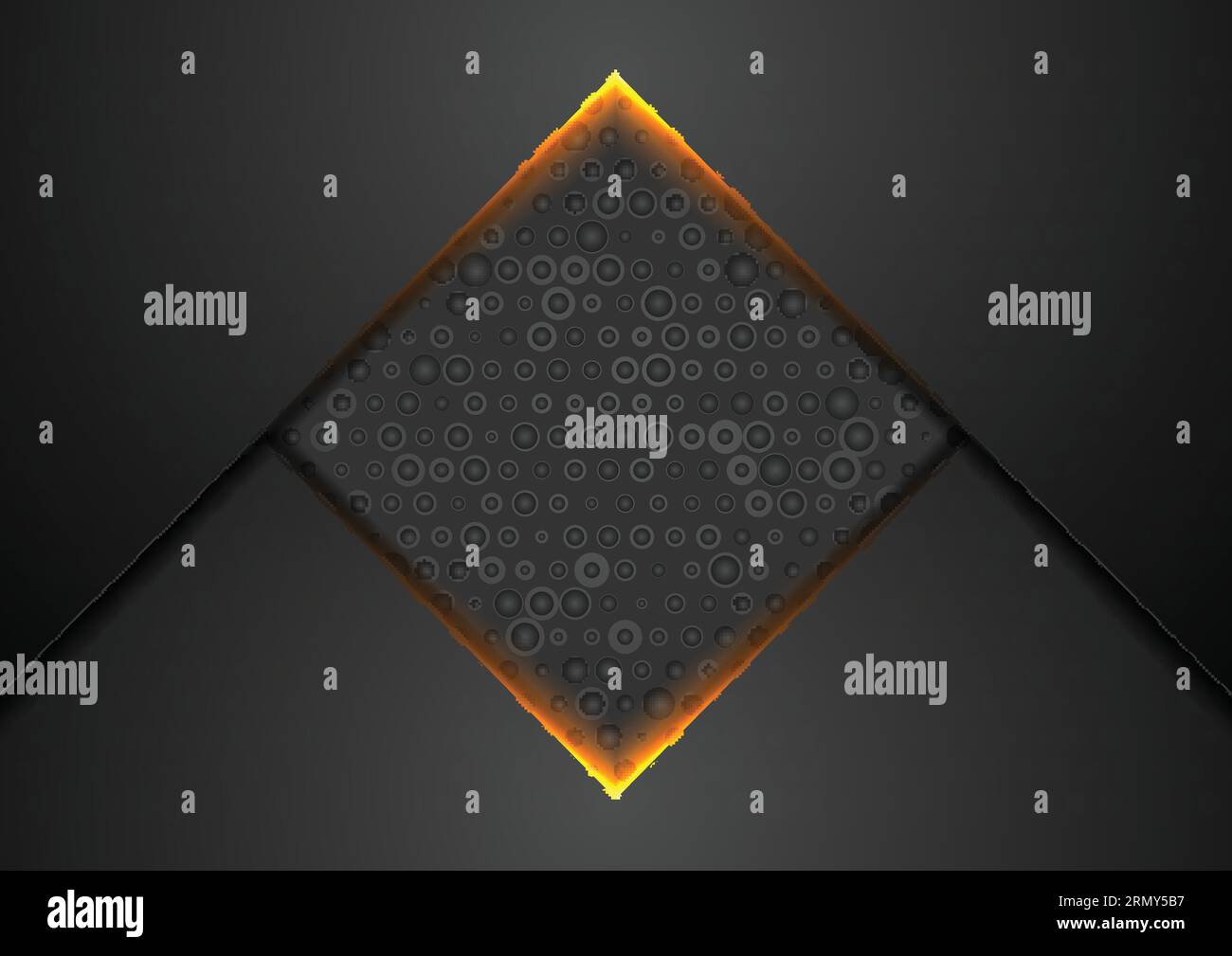 Black abstract tech background with orange glowing light. Vector design ...