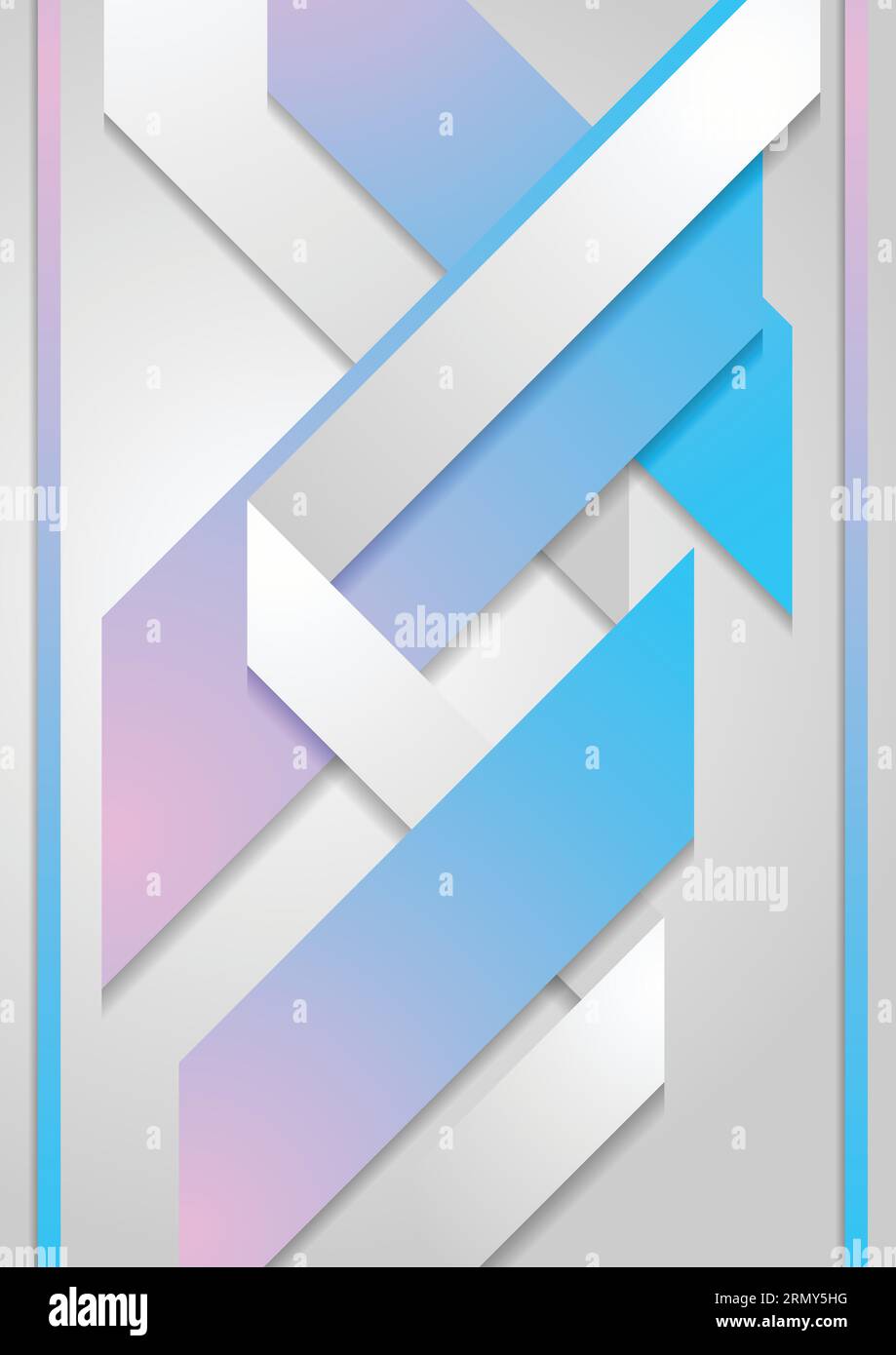 Abstract blue and pink geometric paper flyer design. Vector tech background Stock Vector