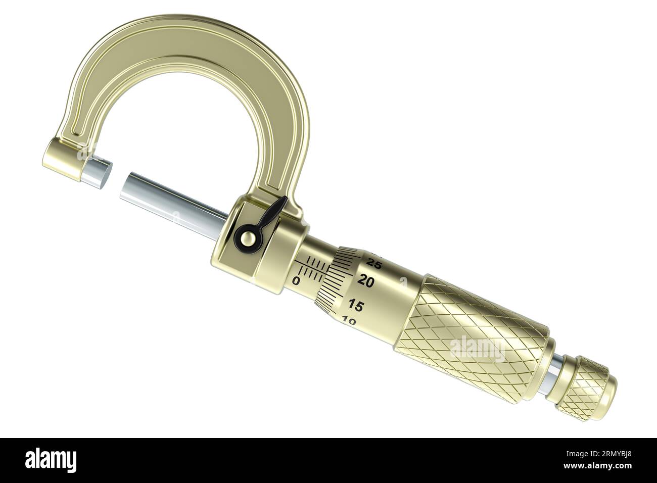 Micrometer, micrometer screw gauge. 3D rendering isolated on white