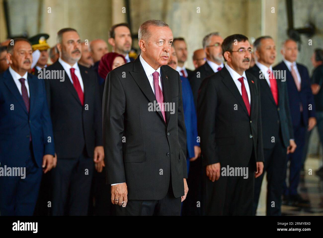 President of the Republic of Turkey, Recep Tayyip Erdogan, seen inside ...