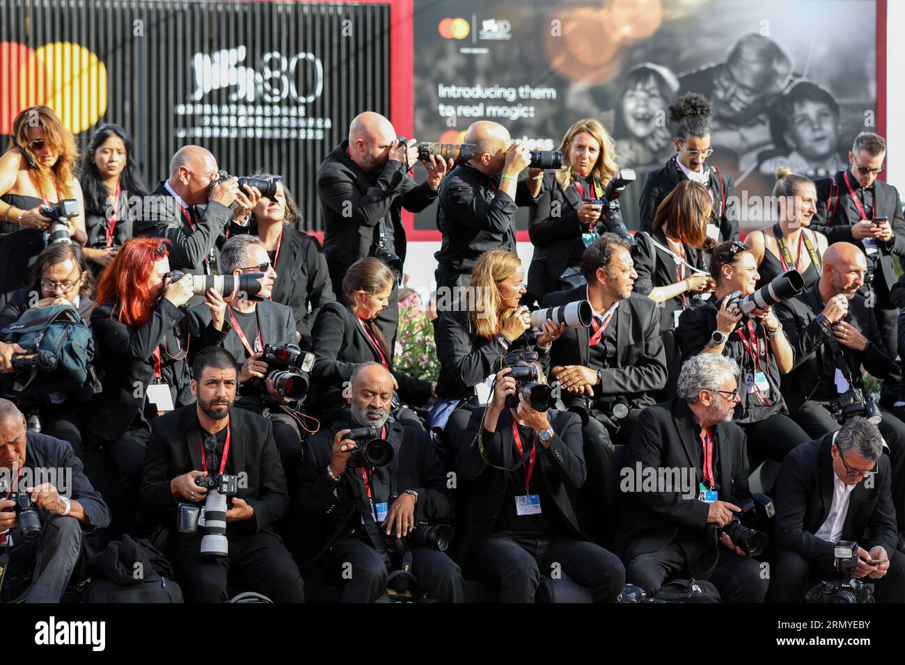 August 30, 2023, Venice, Veneto, Italy: Official photographers attends the red carpet of the Opening Ceremony of the 80th Venice Film Festival in Lido di Venezia, Italy (Credit Image: © Mickael Chavet/ZUMA Press Wire) EDITORIAL USAGE ONLY! Not for Commercial USAGE! Stock Photo