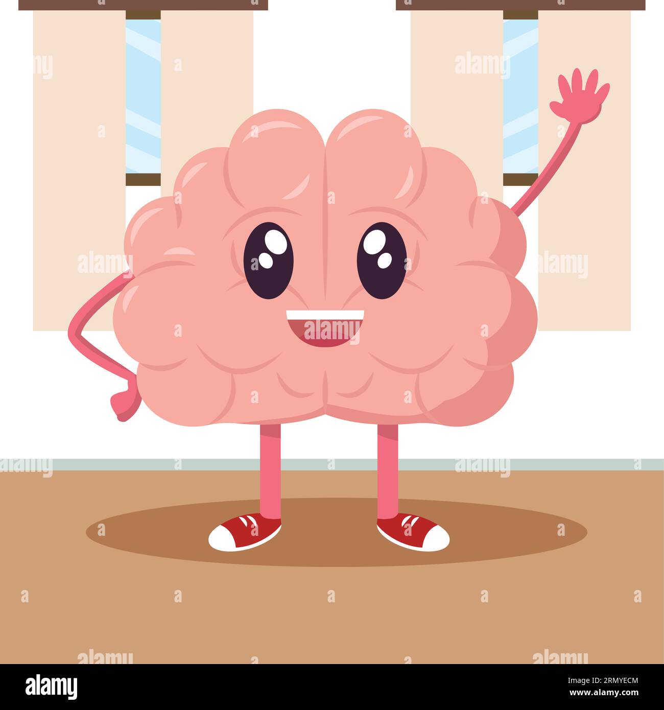 Isolated cute happy brain cartoon character Vector Stock Vector Image ...