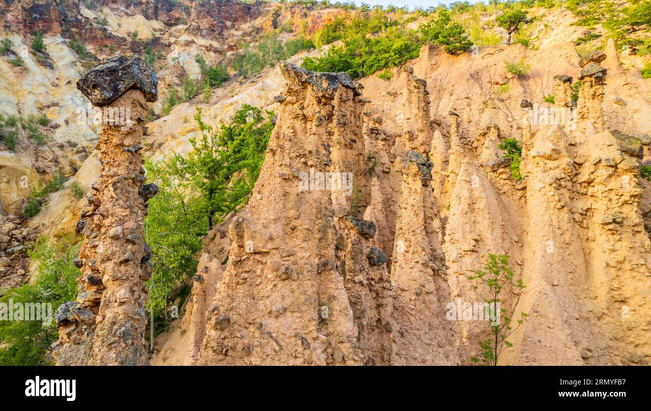 Davolja Varos, Devil's mountains unusual erosion rock formation towers, Radan mountain, Kursumlija, south Serbia Stock Photo