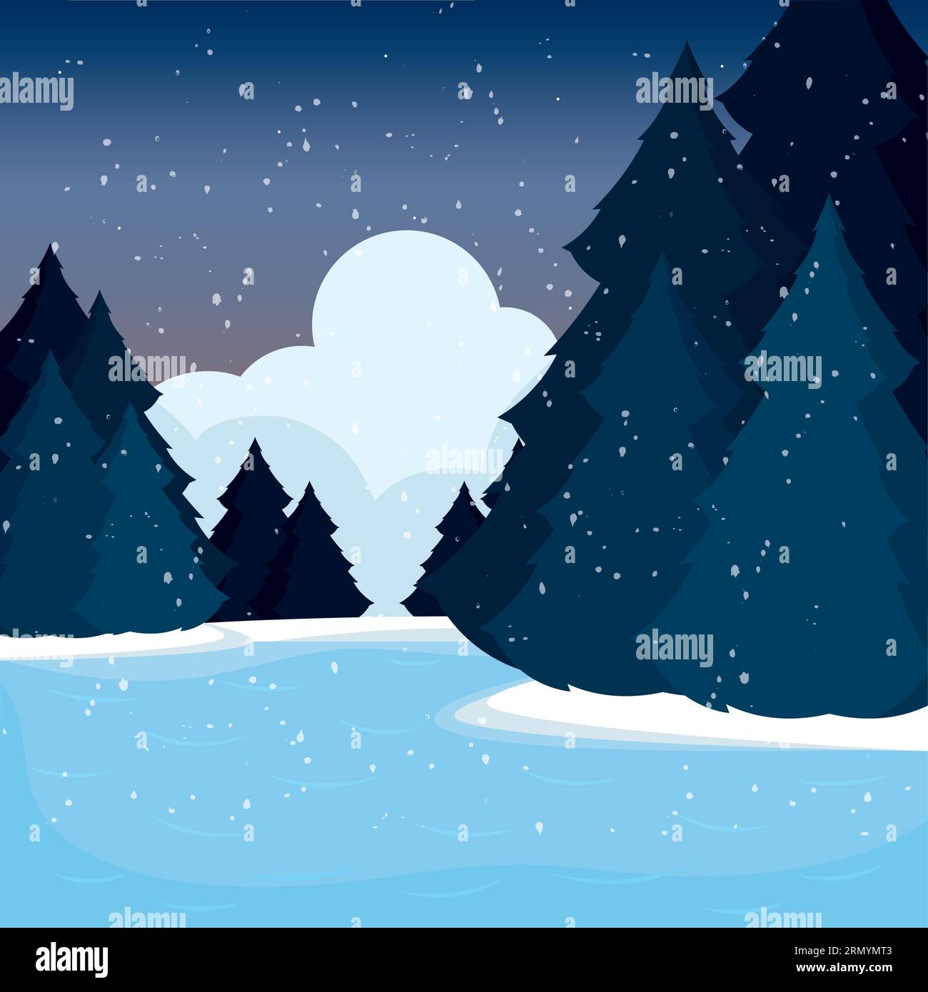 Cold colored winter seasonal natural landscape Vector Stock Vector ...