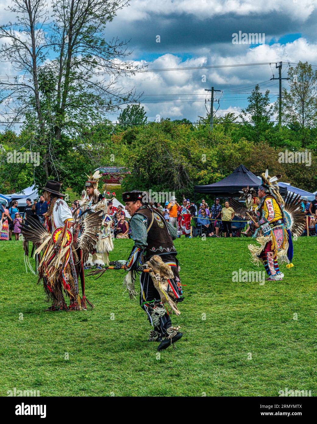 Pow Wow. It is one of the largest gatherings of the indigenous people of Canada. Pow Wow is a celebration of music, dance and tradition. Stock Photo