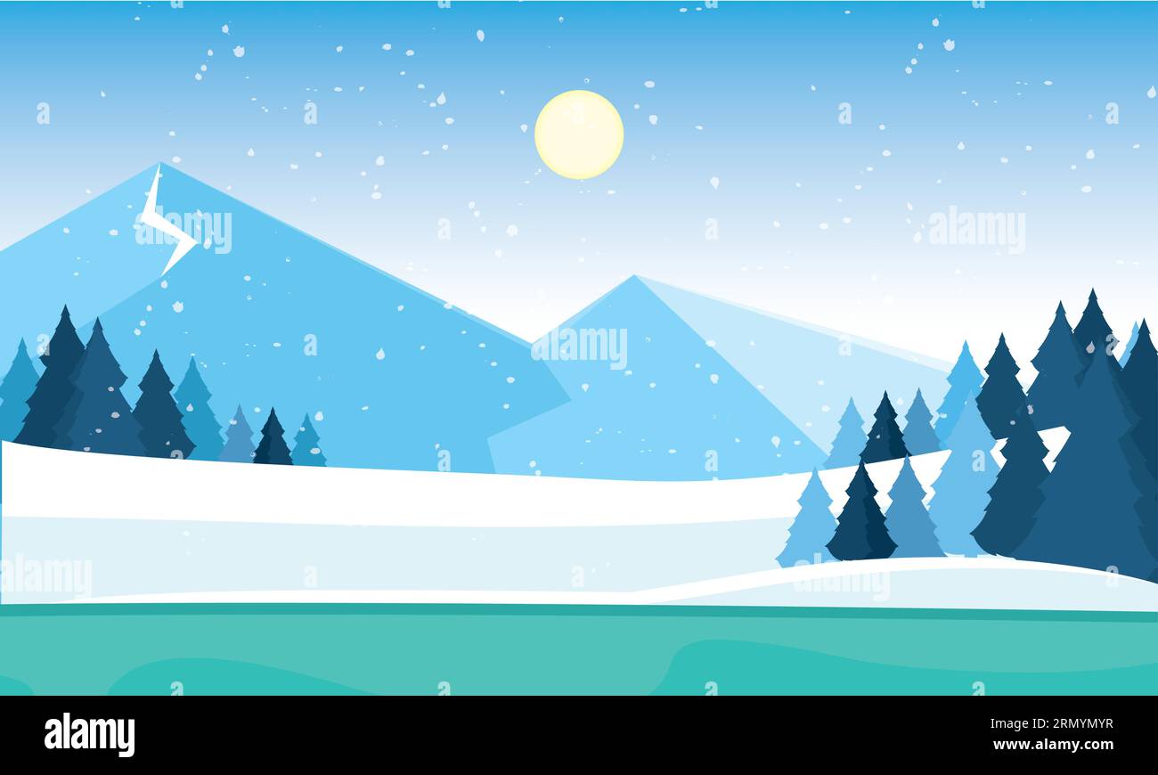 Cold colored winter seasonal natural landscape Vector Stock Vector ...