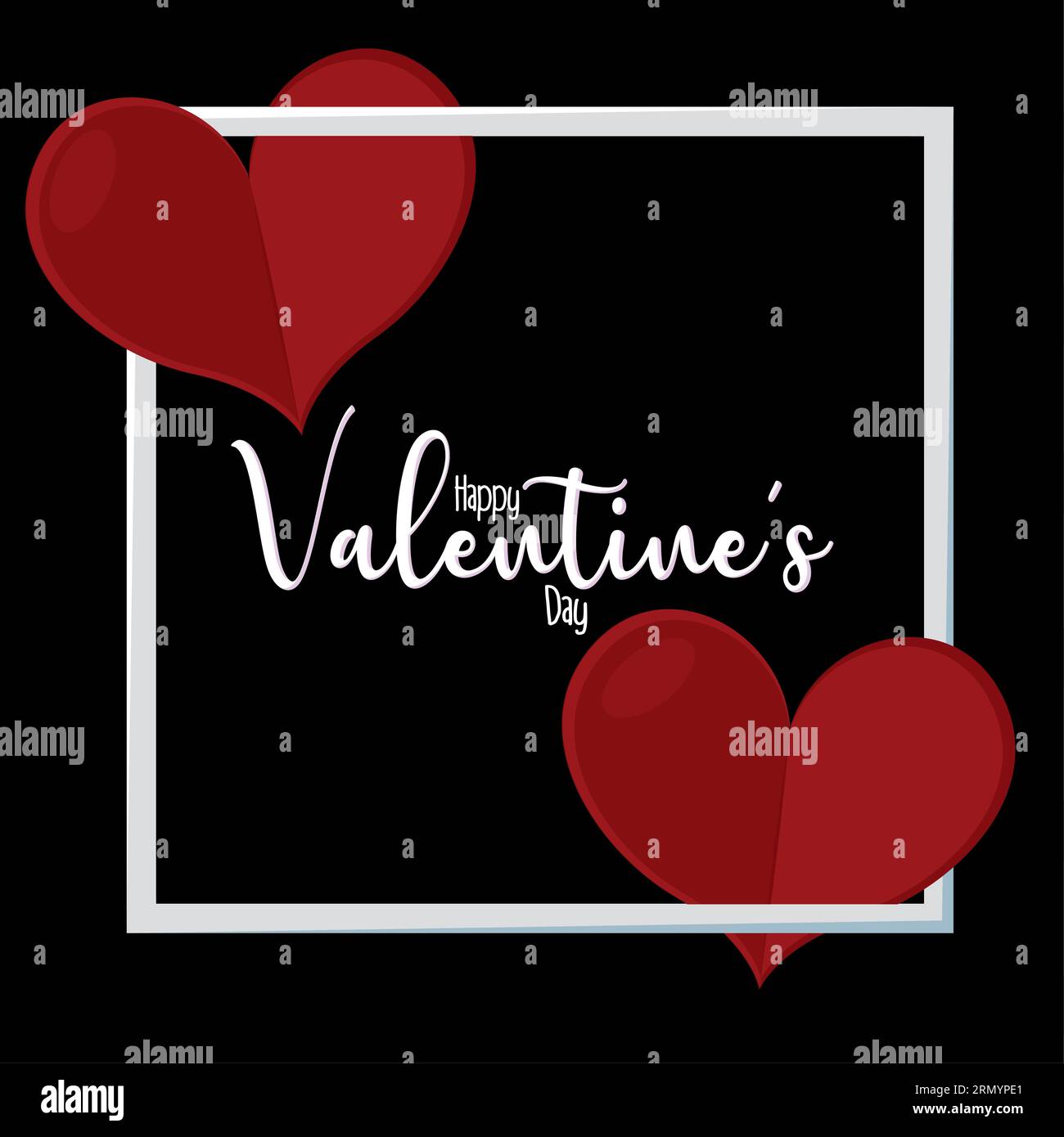 Colored valentine day invitational card with pair of heart shapes ...