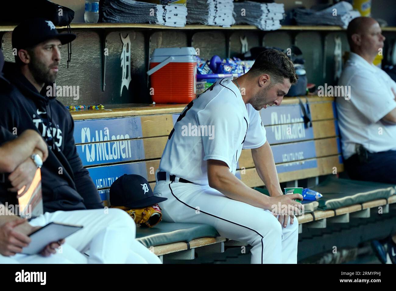 Detroit Tigers' Brendan White plays during a baseball game, Wednesday, Aug.  30, 2023, in Detroit. (AP Photo/Carlos Osorio Stock Photo - Alamy