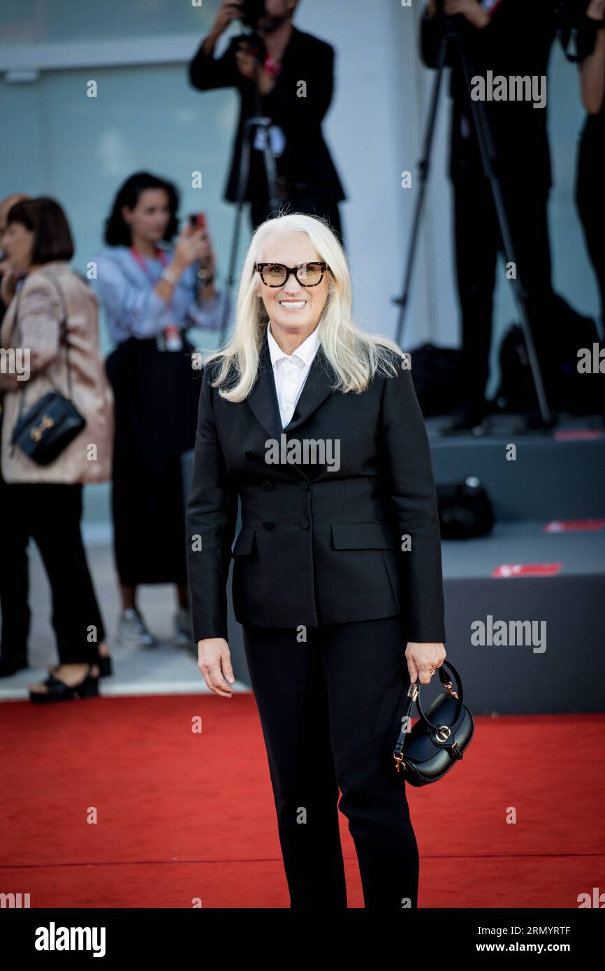 VENICE, ITALY - AUGUST 30:  Jane Campion attends the opening red carpet at the 80th Venice International Film Festival on August 30, 2023 in Venice, I Stock Photo