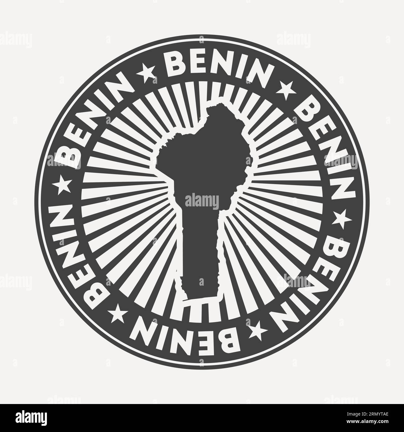 Benin round logo. Vintage travel badge with the circular name and map of the country, vector illustration. Stock Vector